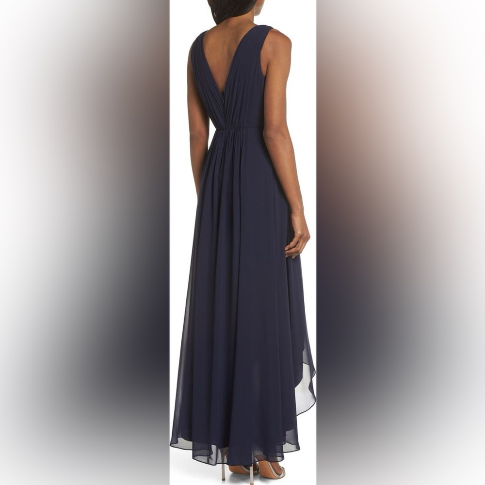 NWT Eliza J navy Embellished high low chiffon dress size 12 - Picture 2 of 9